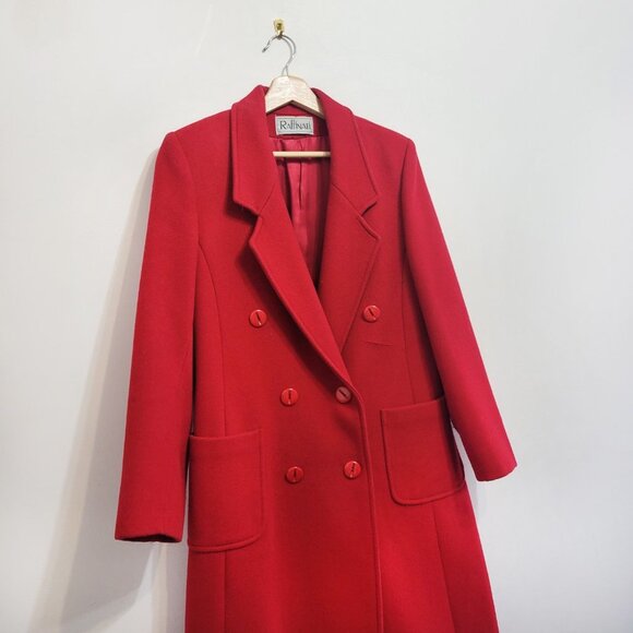 Red Wool Blend Raffinati fitted Maxi Coat long - Picture 7 of 11